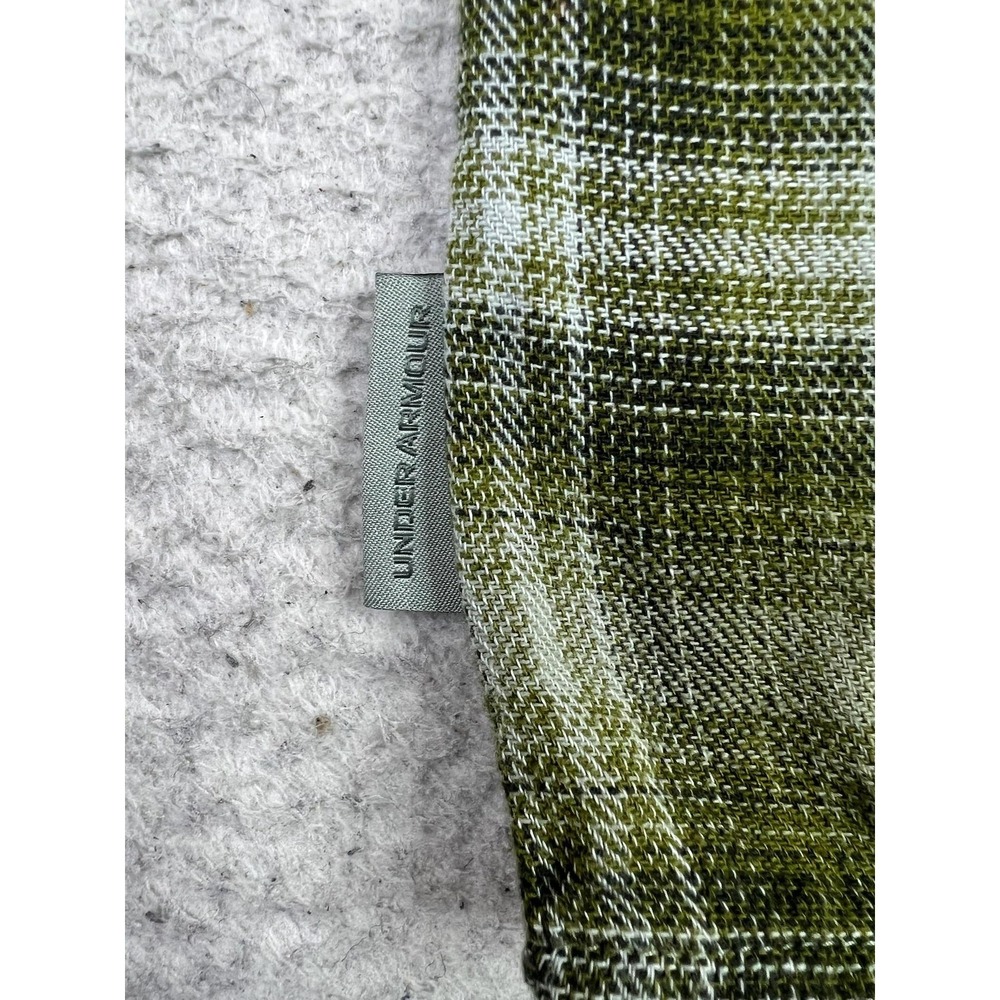 Under Armour Shirt Mens Large Green Plaid Long Sleeve Snap Front Stretch Outdoor - Picture 5 of 10